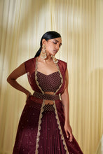 Load image into Gallery viewer, WINE LEHENGA SET
