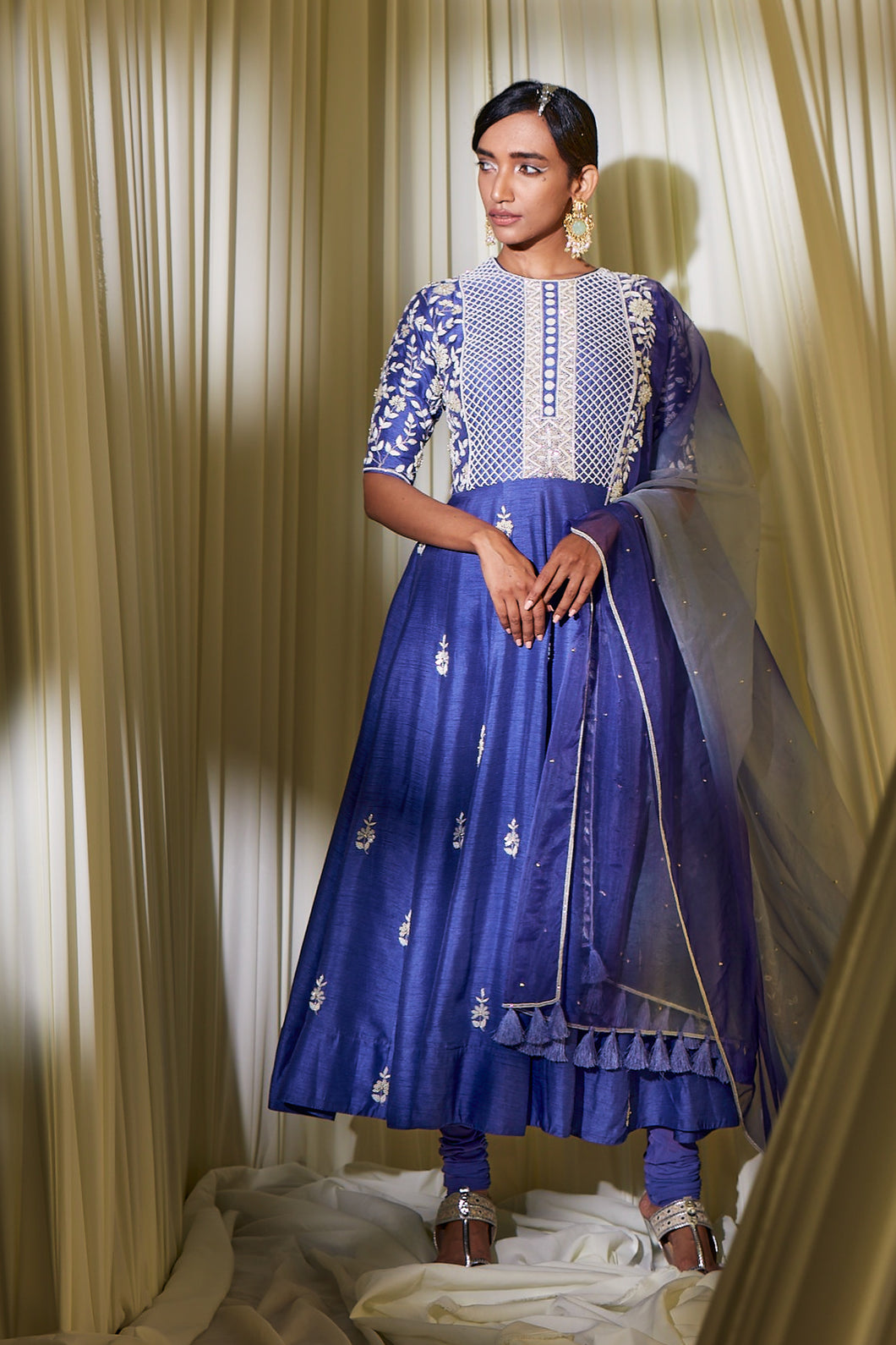 INK BLUE ANARKALI SET