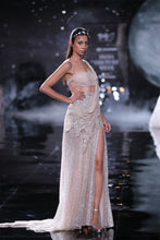 Load image into Gallery viewer, Blush Ivory pearl and sequin encrusted draped sari set
