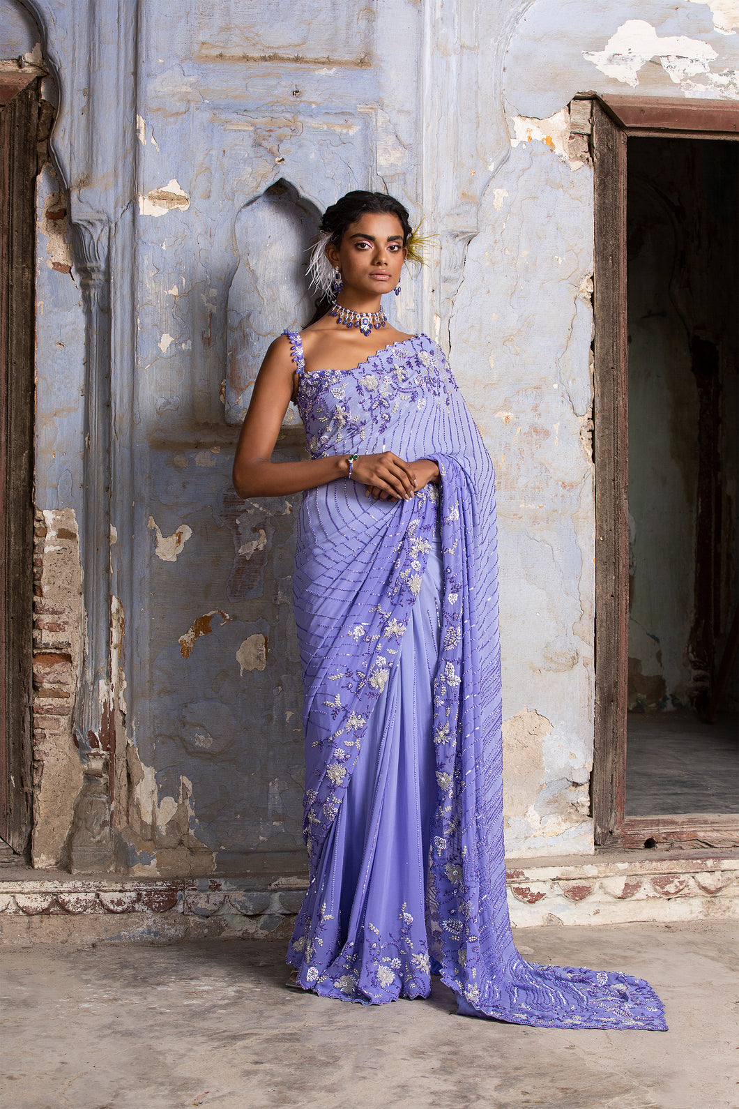 INK BLUE OMBRE SAREE