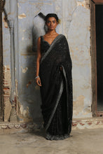 Load image into Gallery viewer, BLACK ORGANZA SAREE
