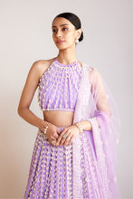 Load image into Gallery viewer, Lilac Chandelier Pearl Halter Neck Lehenga Set
