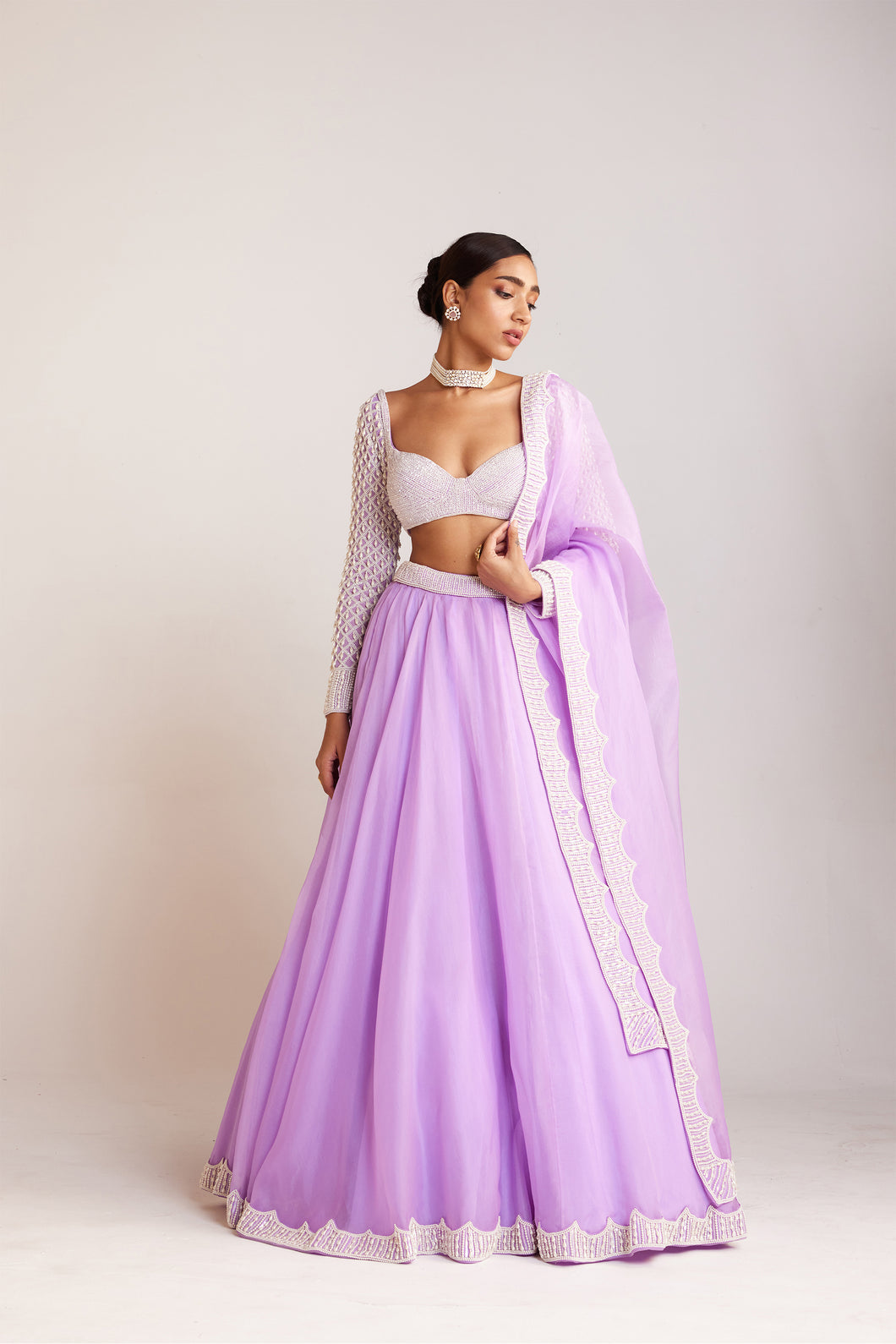 Lilac Organza Lehenga Set