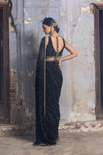 Load image into Gallery viewer, BLACK GOLD GEORGETTE SAREE
