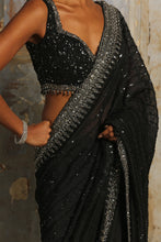 Load image into Gallery viewer, BLACK ORGANZA SAREE
