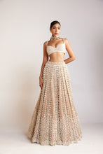 Load image into Gallery viewer, Beige Chandelier Pearl Sweetheart Neck Lehenga Set
