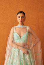 Load image into Gallery viewer, Sea Green Raw Silk Lehenga Set
