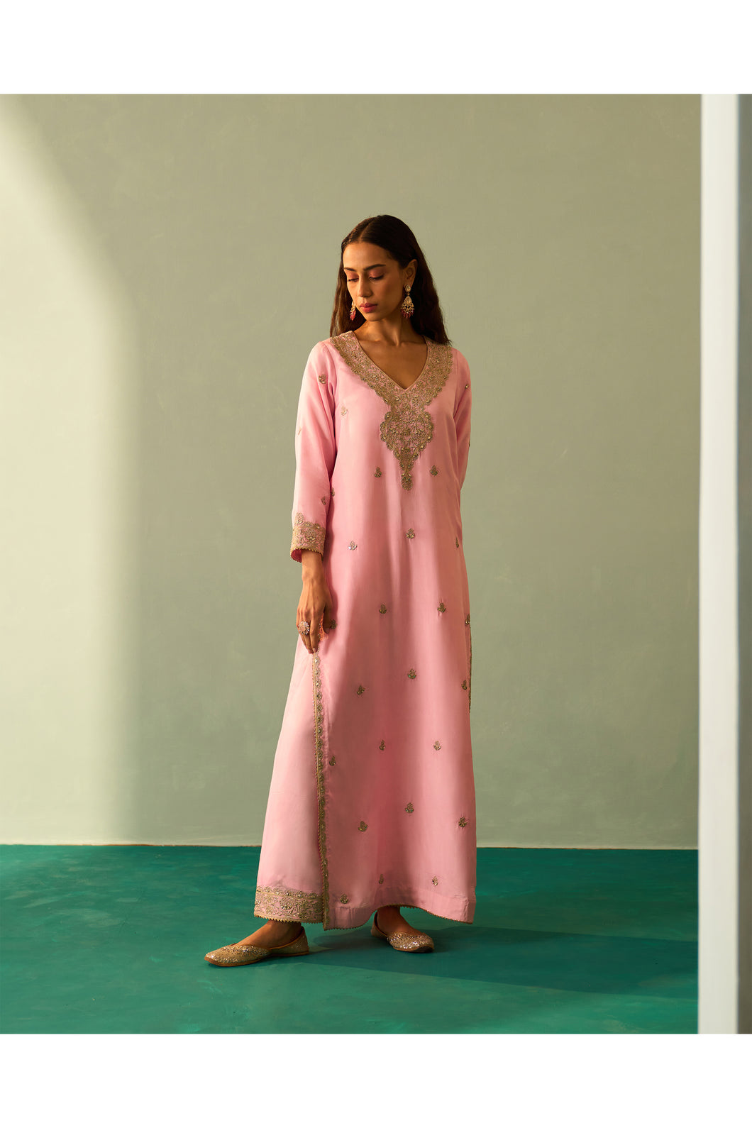 Blush Pink Silk Kurta Set