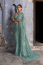 Load image into Gallery viewer, JADE GREEN GEORGETTE SAREE
