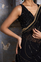 Load image into Gallery viewer, BLACK GOLD GEORGETTE SAREE
