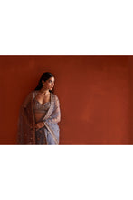 Load image into Gallery viewer, Grey Net saree
