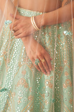 Load image into Gallery viewer, Sea Green Raw Silk Lehenga Set
