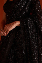 Load image into Gallery viewer, Black Sequins Georgette Saree
