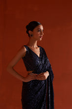 Load image into Gallery viewer, Midnight Blue Georgette Saree
