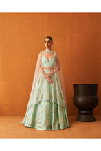 Load image into Gallery viewer, Sea Green Raw Silk Lehenga Set
