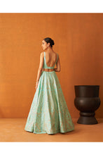 Load image into Gallery viewer, Sea Green Raw Silk Lehenga Set
