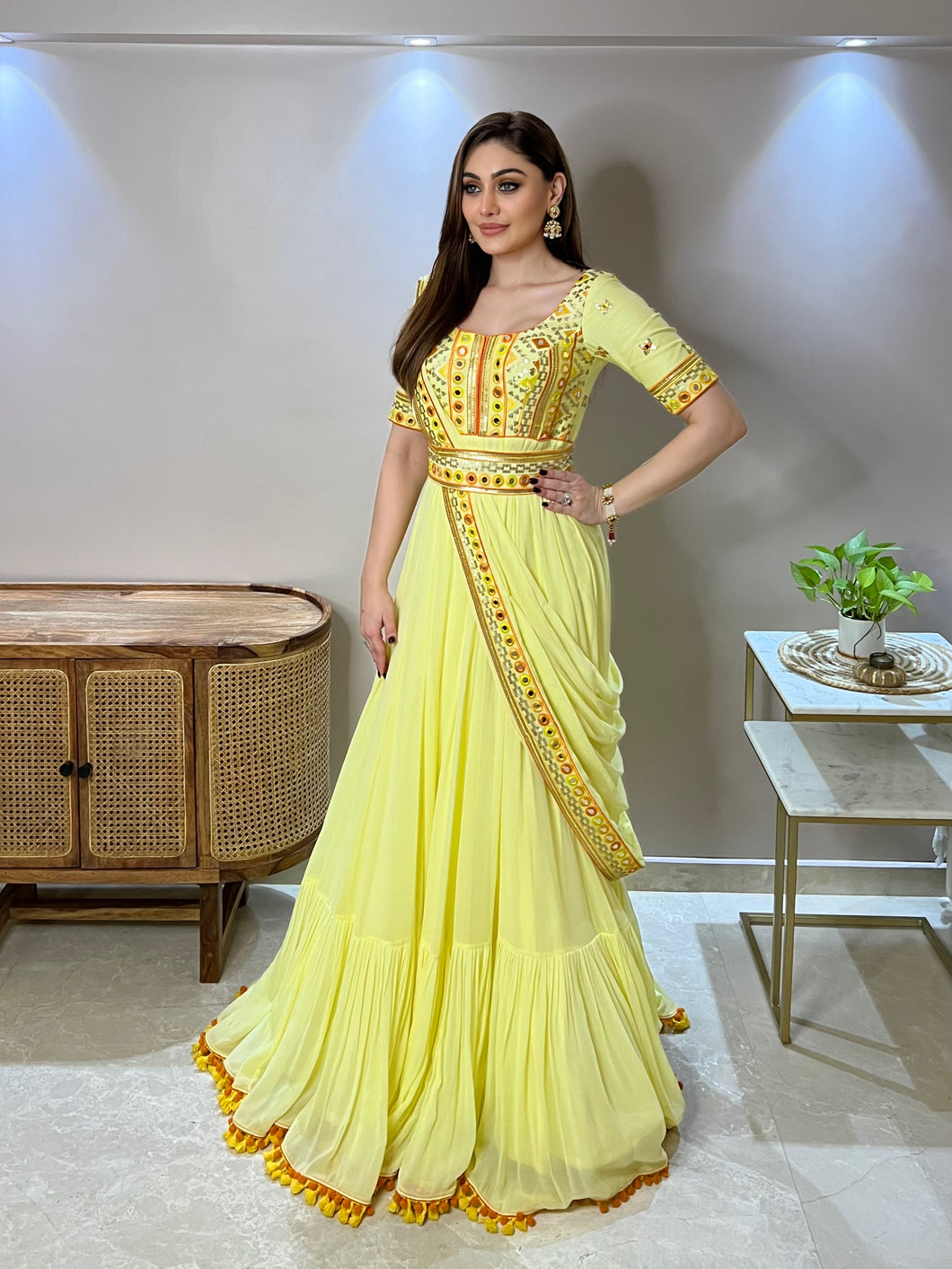 Shefali Jariwala in Shefali gown set