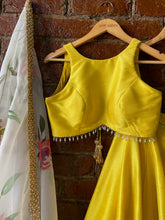 Load image into Gallery viewer, Yellow lehenga set with Hand Painted dupatta
