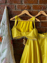 Load image into Gallery viewer, Yellow lehenga set with Hand Painted dupatta
