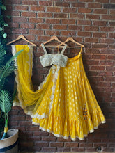 Load image into Gallery viewer, Turmeric Yellow Ruffle lehenga set
