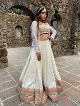 Load image into Gallery viewer, Ivory and Pink Lucknowi Lehenga set with Organza jacket
