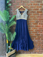 Load image into Gallery viewer, Navy Blue Mirror work Gown
