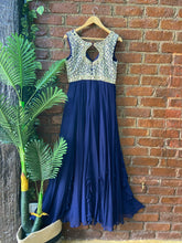 Load image into Gallery viewer, Navy Blue Mirror work Gown
