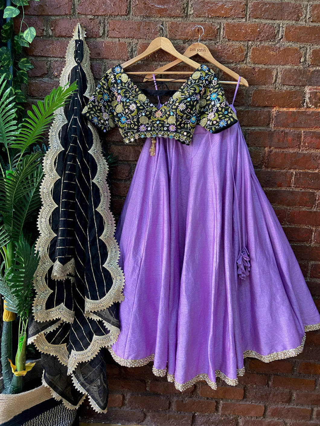 Black and Lavender lehenga set