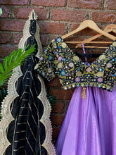 Load image into Gallery viewer, Black and Lavender lehenga set
