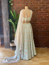 Load image into Gallery viewer, Mint 3D embroidered  Lehenga Set
