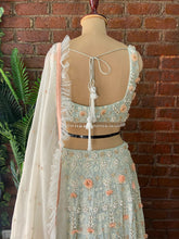 Load image into Gallery viewer, Mint 3D embroidered  Lehenga Set
