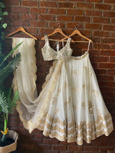 Load image into Gallery viewer, Ivory mirror work lehenga set
