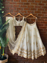 Load image into Gallery viewer, Ivory mirror work lehenga set
