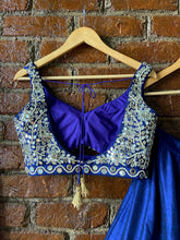 Load image into Gallery viewer, Royal Blue raw silk mirror work lehenga set
