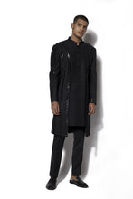 Load image into Gallery viewer, Black Embroidered Long Jacket Set
