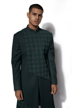 Load image into Gallery viewer, Forest Green Asymmetrical layered Long Jacket Set
