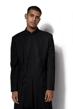 Load image into Gallery viewer, Black Asymmetrical Layered Long Jacket Set
