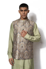 Load image into Gallery viewer, Mint Green Printed Bundi Kurta Set
