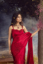 Load image into Gallery viewer, STRAWBERRY RED SATIN SAREE
