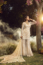 Load image into Gallery viewer, MOCHA NET KURTA SHARARA SET AND DUPATTA
