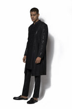 Load image into Gallery viewer, Black Embroidered Long Jacket Set
