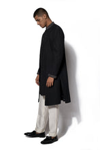 Load image into Gallery viewer, Black Layered Embroidered Long Jacket Set
