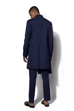 Load image into Gallery viewer, Navy Blue Asymmetrical Layered Long Jacket Set
