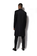 Load image into Gallery viewer, Black Asymmetrical Layered Long Jacket Set
