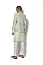 Load image into Gallery viewer, Mint Green Embroidered Bundi Kurta Set
