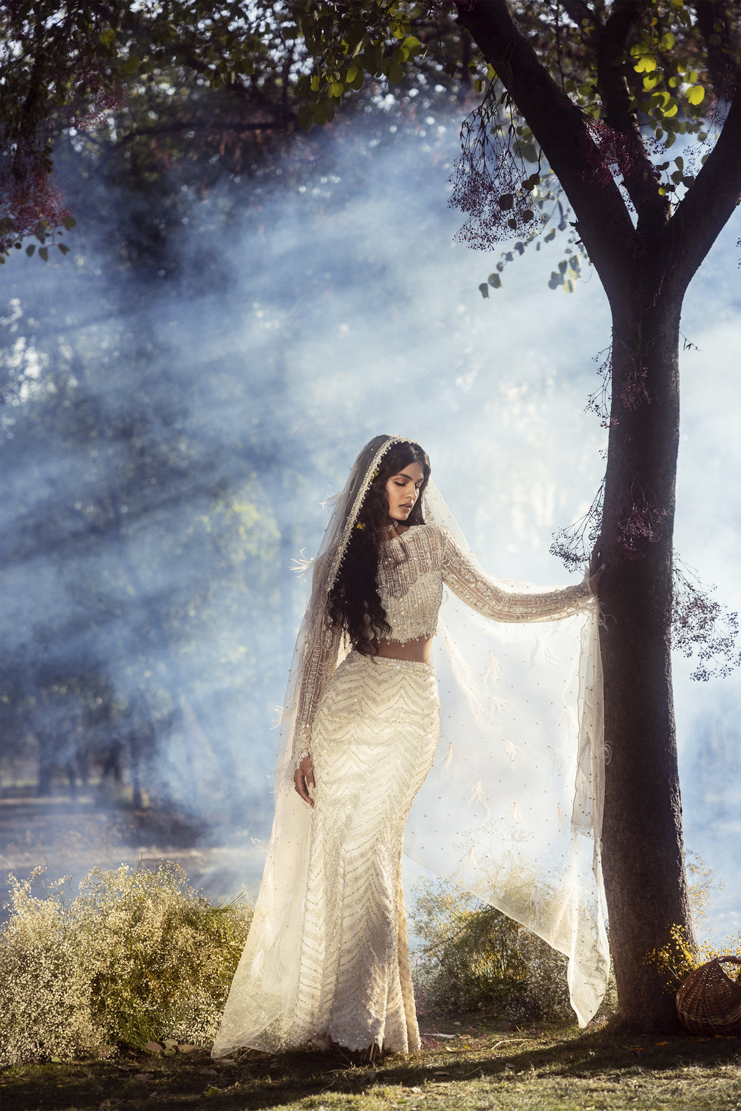 IVORY SKIRT WITH BLOUSE AND VEIL