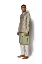Load image into Gallery viewer, Mint Green Printed Bundi Kurta Set
