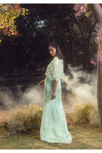 Load image into Gallery viewer, AQUA BLUE AND GREEN SKIRT WITH CAPE AND BUSTIER
