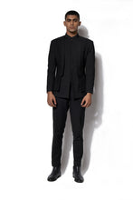 Load image into Gallery viewer, Black Layered Embroidered Bandhgala Set
