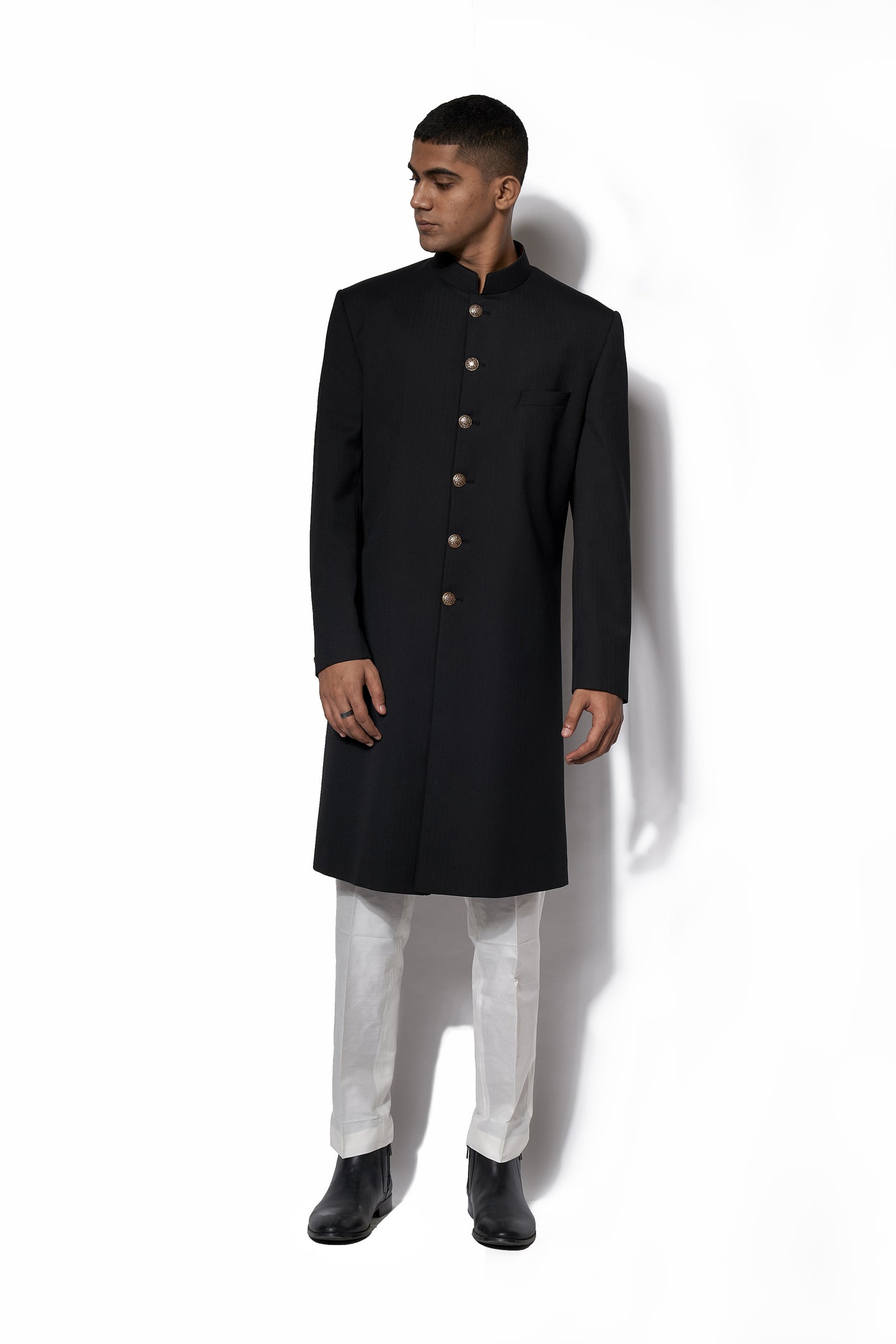 Black Basic Long Jacket Set